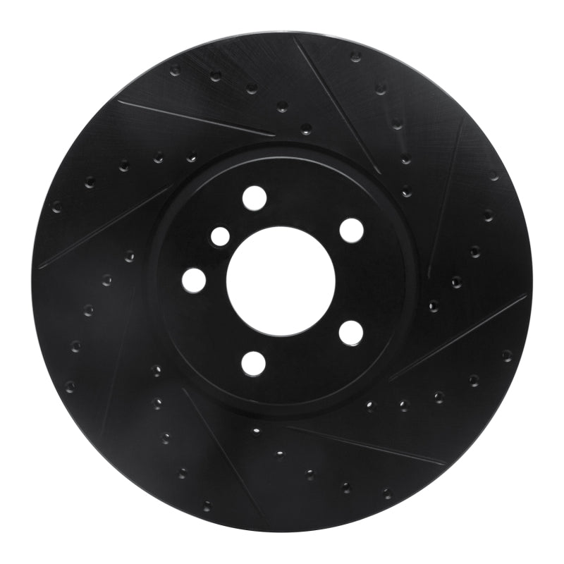 R1 Concepts R1 02-06 BMW X5 Front Right Drilled & Slotted Black Brake Rotor