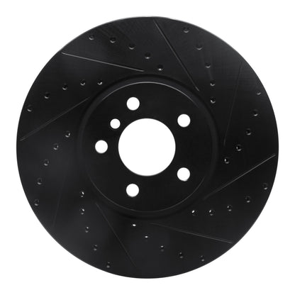 R1 Concepts R1 02-06 BMW X5 Front Right Drilled & Slotted Black Brake Rotor