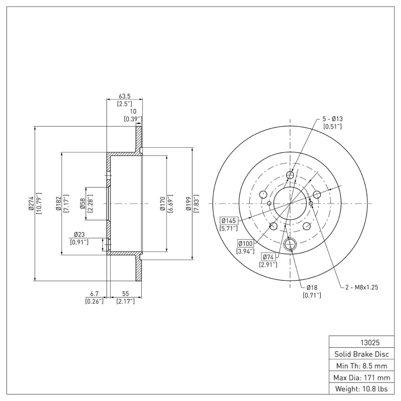DFC 12-23 Subaru Impreza Rear Brake Rotor