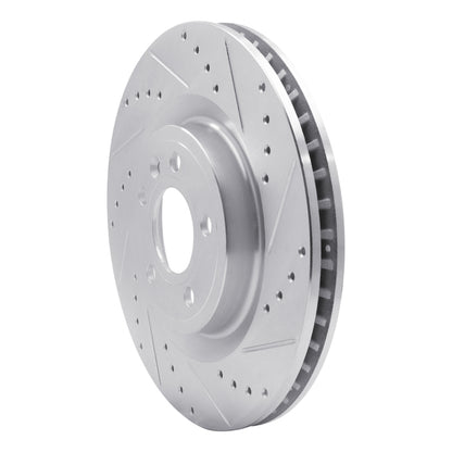 R1 Concepts R1 11-14 Ford Mustang Front Right Drilled & Slotted Silver Brake Rotor