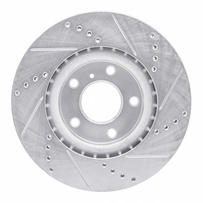 R1 Concepts R1 03-05 Infiniti G35 Front Left Drilled & Slotted Silver Brake Rotor