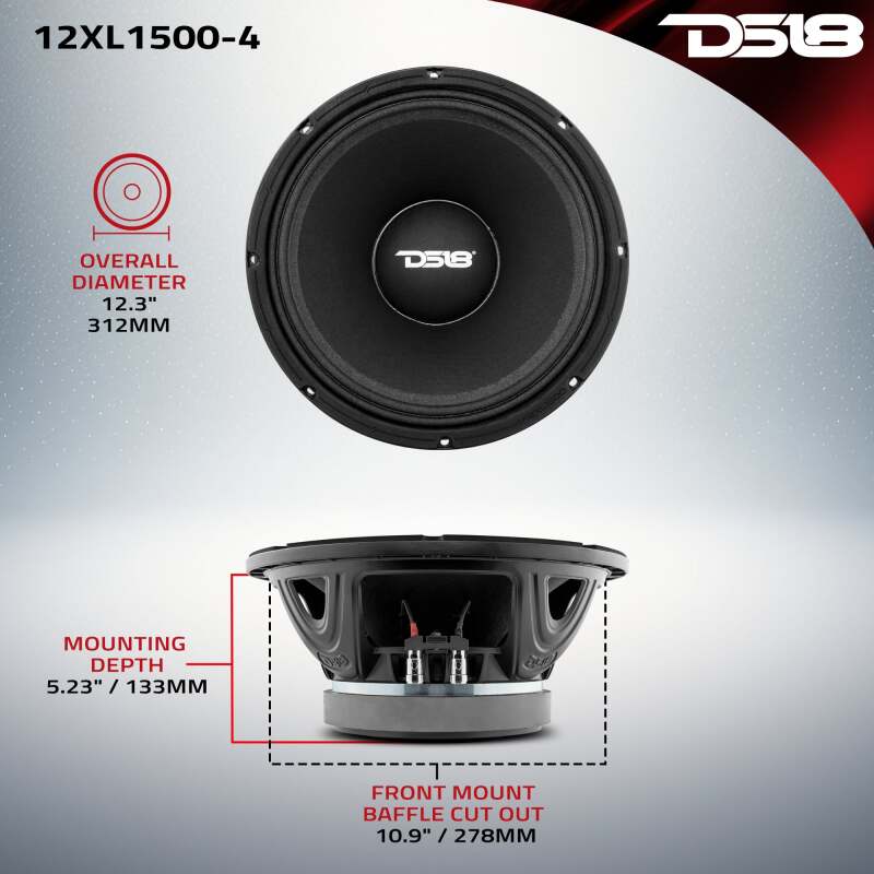 DS18 12in 750 Watts RMS 4 ohm Mid-Range Loudspeakers