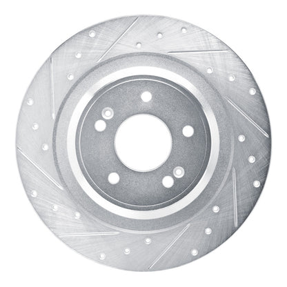 R1 Concepts R1 22-25 Hyundai SANTA FE Rear Left Drilled & Slotted Silver Brake Rotor