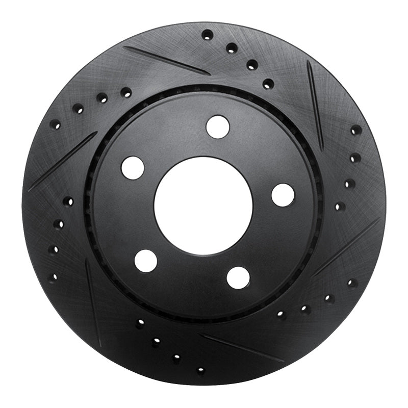 R1 Concepts R1 85-91 Audi 200 Quattro Rear Right Drilled & Slotted Black Brake Rotor