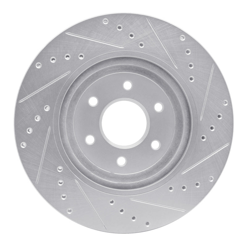 R1 Concepts R1 08-11 Nissan Pathfinder Front Left Drilled & Slotted Silver Brake Rotor