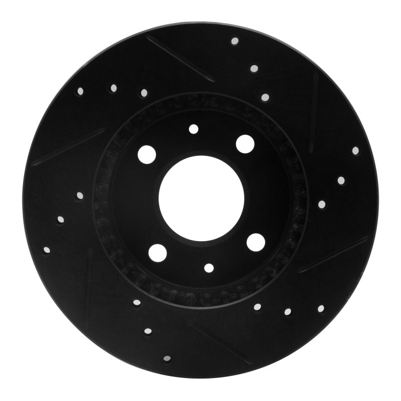 R1 Concepts R1 95-00 Nissan 200SX Front Left Drilled & Slotted Black Brake Rotor