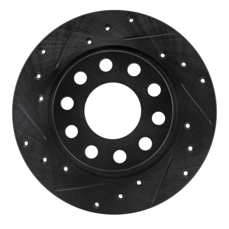 R1 Concepts R1 00-08 Audi A4 (USA/Canada) Rear Left Drilled & Slotted Black Brake Rotor