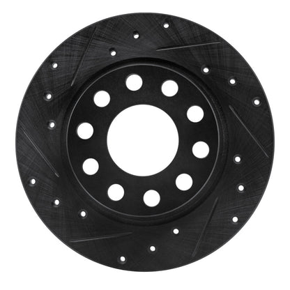R1 Concepts R1 00-08 Audi A4 (USA/Canada) Rear Left Drilled & Slotted Black Brake Rotor