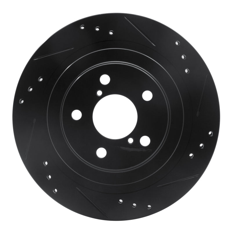 R1 Concepts R1 05-09 Subaru Impreza Rear Right Drilled & Slotted Black Brake Rotor