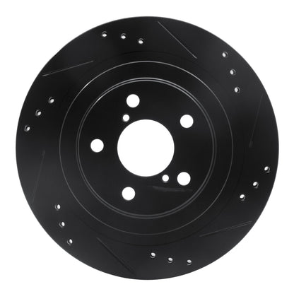 R1 Concepts R1 05-09 Subaru Impreza Rear Right Drilled & Slotted Black Brake Rotor