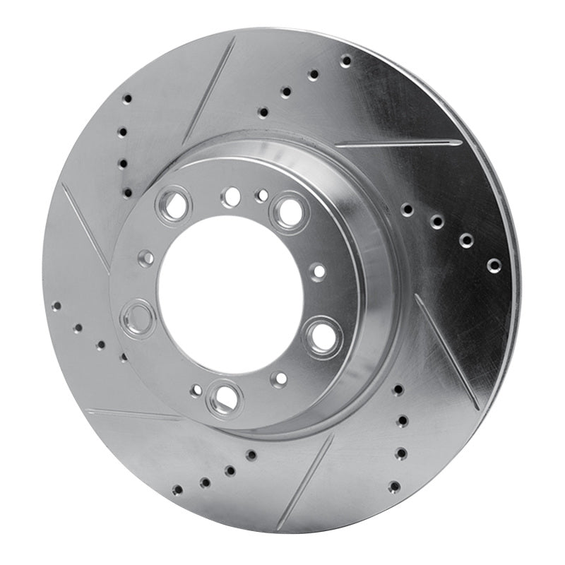 R1 Concepts R1 99-23 Porsche 911 Right Rear Drilled & Slotted Silver Brake Rotor