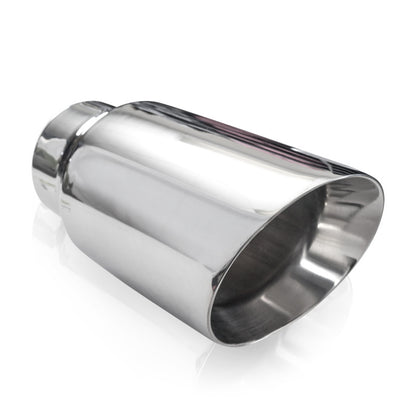 Stainless Works Conical Double Wall Slash Cut Exhaust Tip - 4in Body 3in Inlet