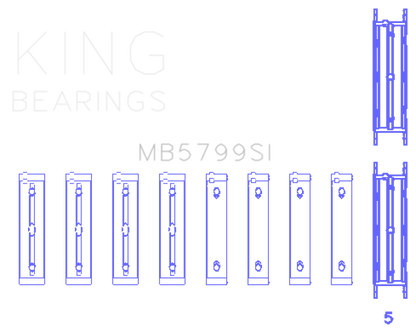 King Engine Bearings Subaru FA20/ Toyota 4U-GSE/ O/S Housing .005in (Size 0.26) Main Bearing Set