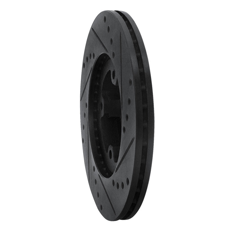 R1 Concepts R1 86-89 Toyota Van Front Left Drilled & Slotted Black Brake Rotor