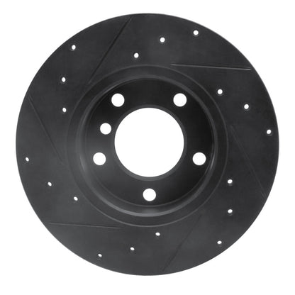R1 Concepts R1 95-98 BMW 318TI Front Right Drilled & Slotted Black Brake Rotor