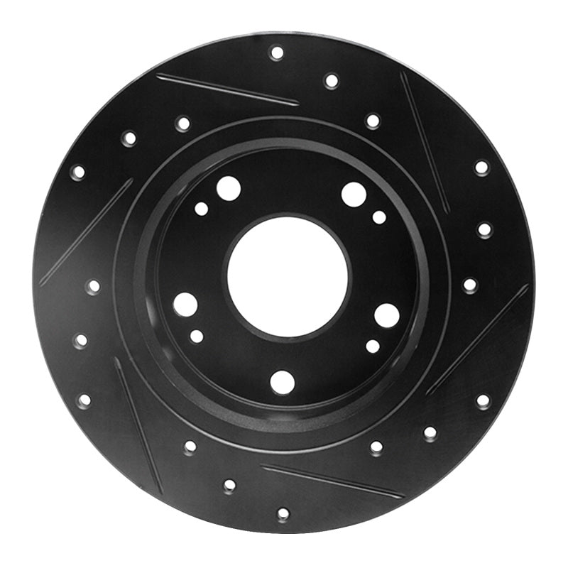 R1 Concepts R1 03-08 Acura TSX Rear Left Drilled & Slotted Black Brake Rotor