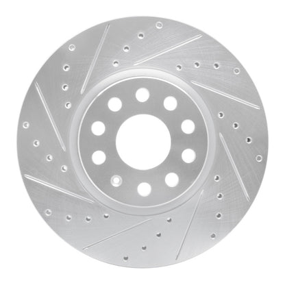 R1 Concepts R1 05-25 Audi Q3 Front Left Drilled & Slotted Silver Brake Rotor