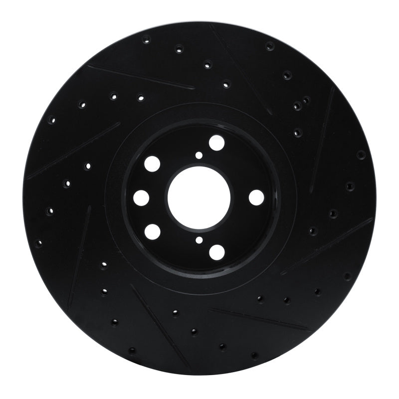 R1 Concepts R1 06-20 Lexus GS350 Left Front Drilled & Slotted Black Brake Rotor