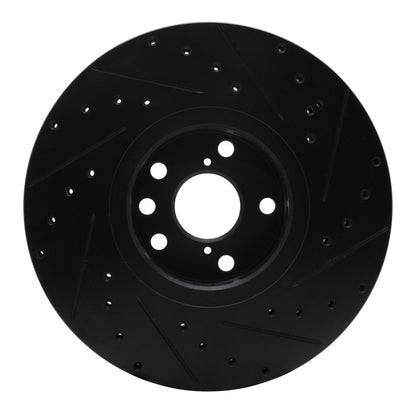 R1 Concepts R1 06-20 Lexus GS350 Left Front Drilled & Slotted Black Brake Rotor