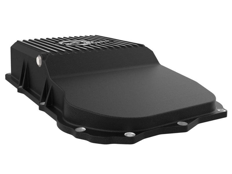 aFe 18-25 Jeep Wrangler JL V6 Transmission Pan - Black w/ Machined Fins