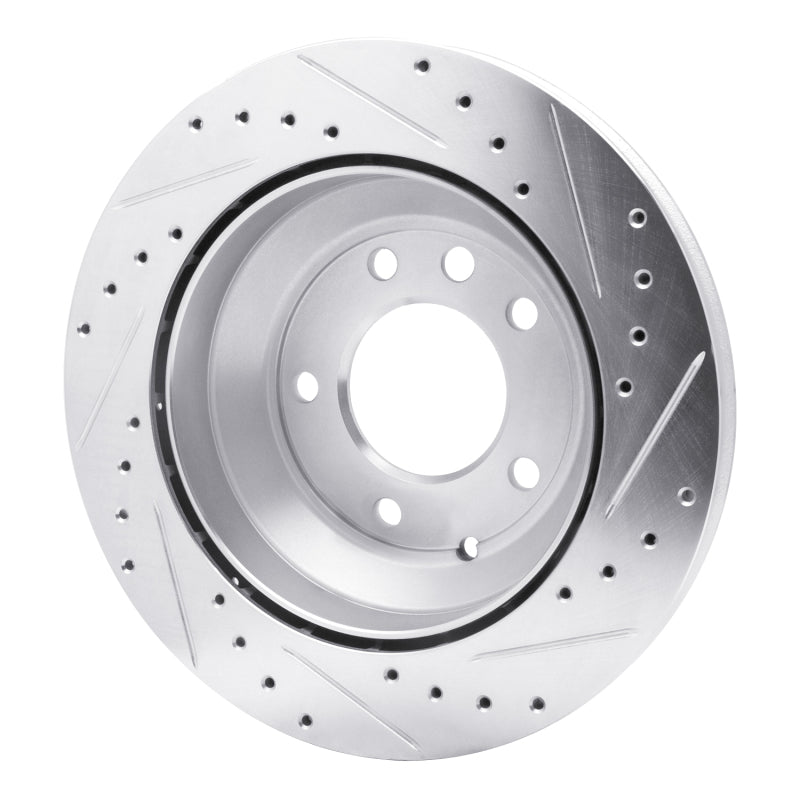 R1 Concepts R1 03-18 Audi Q7 Rear Left Drilled & Slotted Silver Brake Rotor