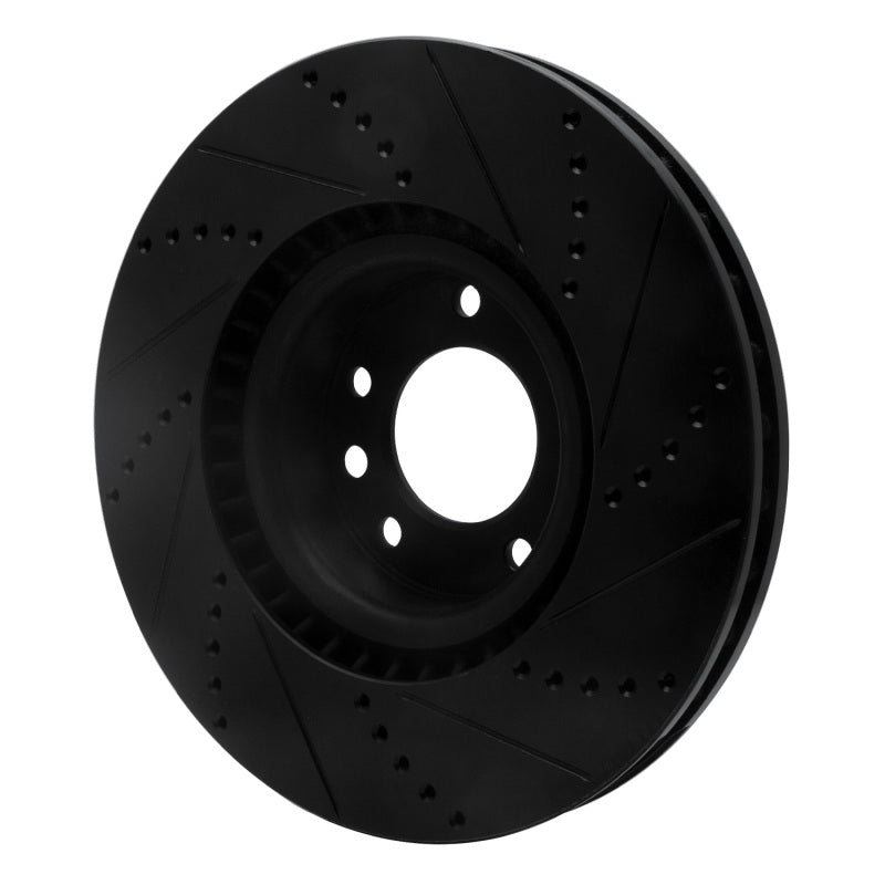 R1 Concepts R1 08-09 Porsche Cayenne Front Left Drilled & Slotted Black Brake Rotor