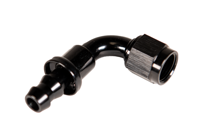 Fleece Performance Universal -10AN 90Deg to Hose Barb - Black