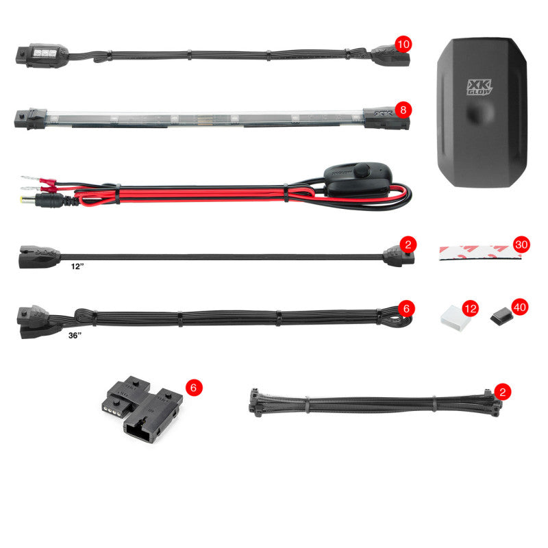 XKGLOW XK Glow Strip Million Color XKCHROME Smartphone App ATV/Motorcycle LED Light Kit 10XPod + 8X10In