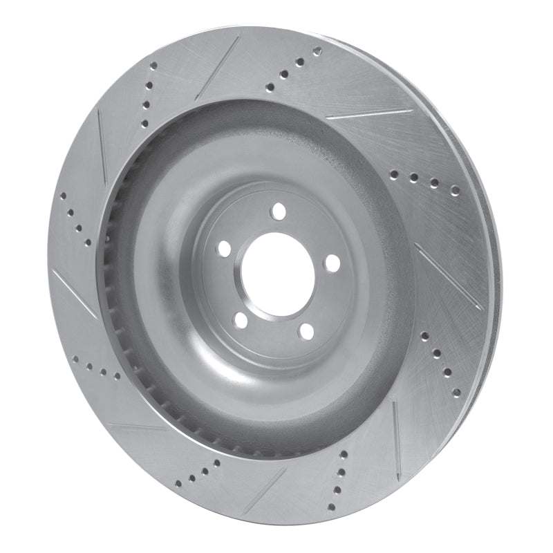 R1 Concepts R1 08-09 Jaguar XKR Left Front Drilled & Slotted Silver Brake Rotor