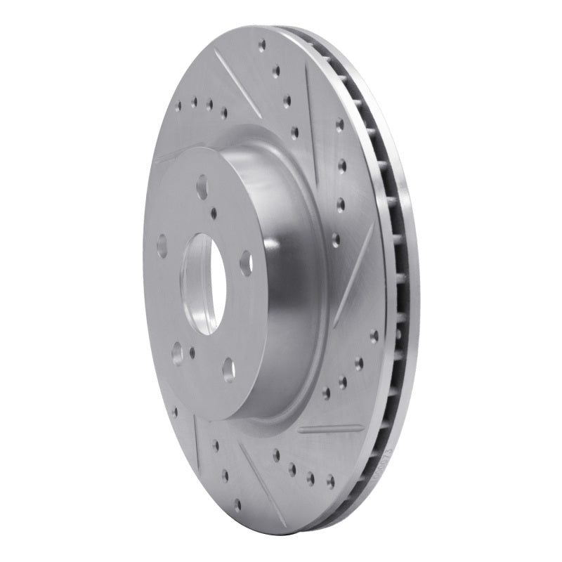 R1 Concepts R1 86-92 Toyota Supra Front Right Drilled & Slotted Silver Brake Rotor