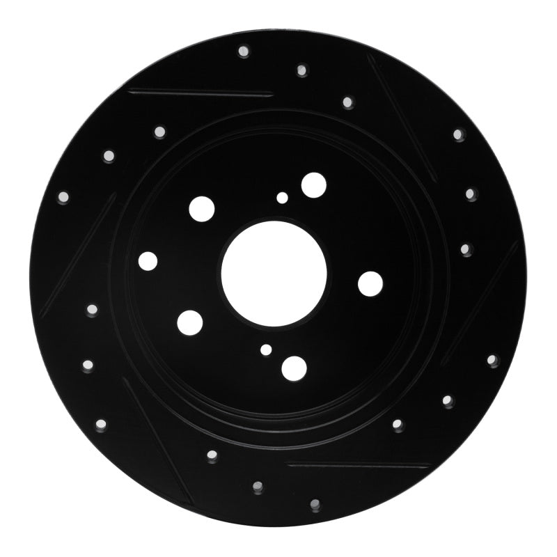 R1 Concepts R1 06-18 Lexus HS250H Rear Left Drilled & Slotted Black Brake Rotor