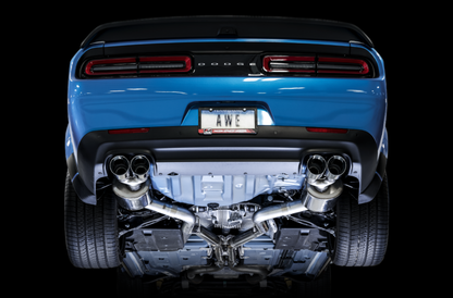 AWE Tuning 2017+ Challenger 5.7L Touring Edition Exhaust - Non-Resonated - Chrome Silver Quad Tips
