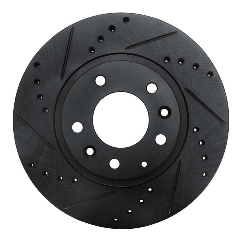 R1 Concepts R1 06-15 Mazda MX-5 Miata Front Left Drilled & Slotted Black Brake Rotor