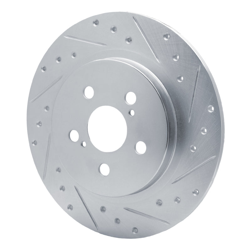 R1 Concepts R1 11-17 Lexus CT200H Rear Right Drilled & Slotted Silver Brake Rotor