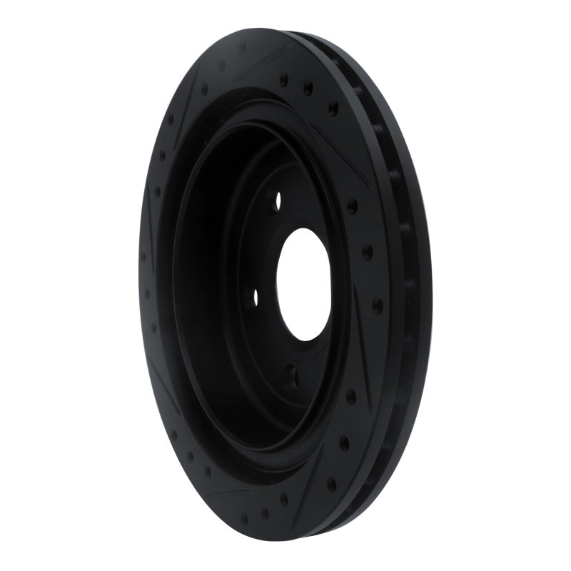 R1 Concepts R1 97-13 Cadillac XLR Rear Right Drilled & Slotted Black Brake Rotor
