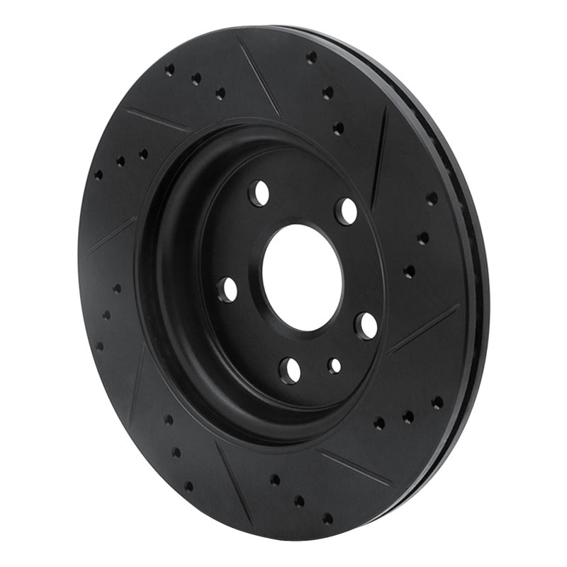 R1 Concepts R1 10-25 Buick Allure Rear Left Drilled & Slotted Black Brake Rotor