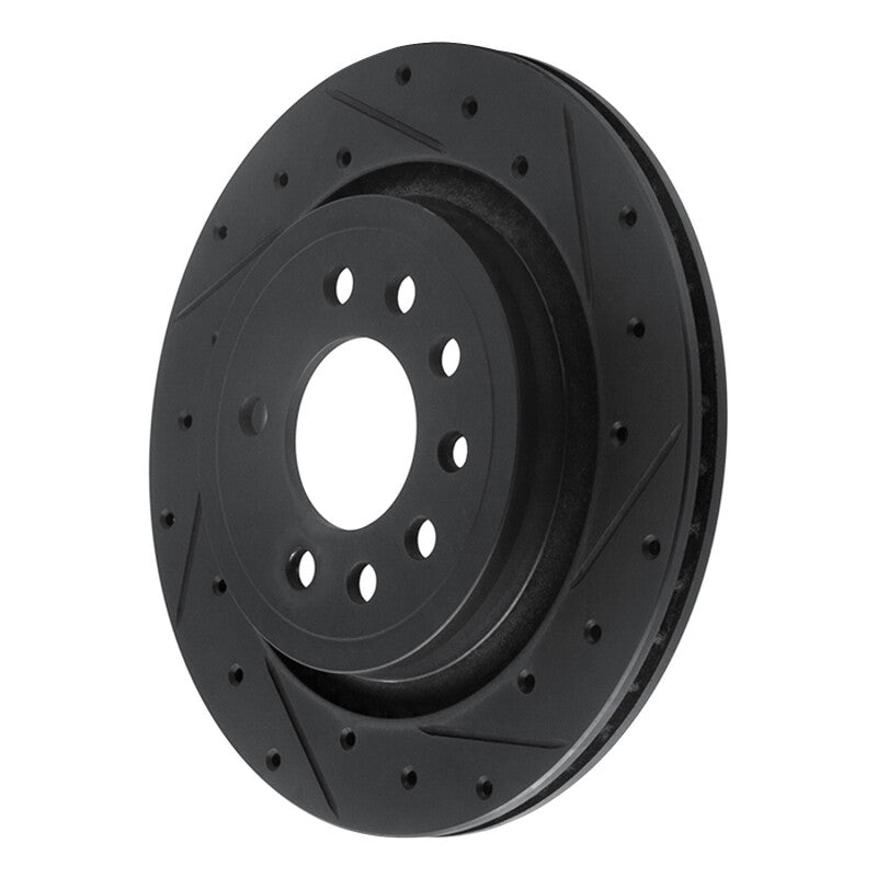R1 Concepts R1 08-11 Saab 9-3 Rear Right Drilled & Slotted Black Brake Rotor