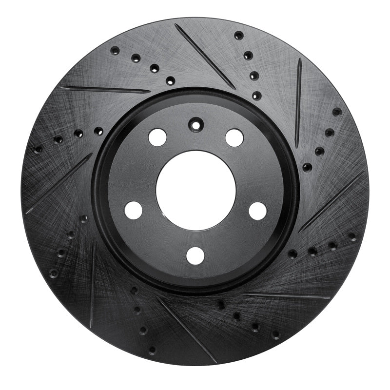 R1 Concepts R1 08-25 Audi A4 Quattro Front Right Drilled & Slotted Black Brake Rotor
