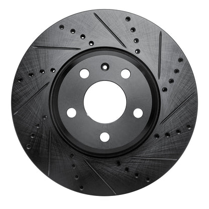 R1 Concepts R1 08-25 Audi A4 Quattro Front Right Drilled & Slotted Black Brake Rotor