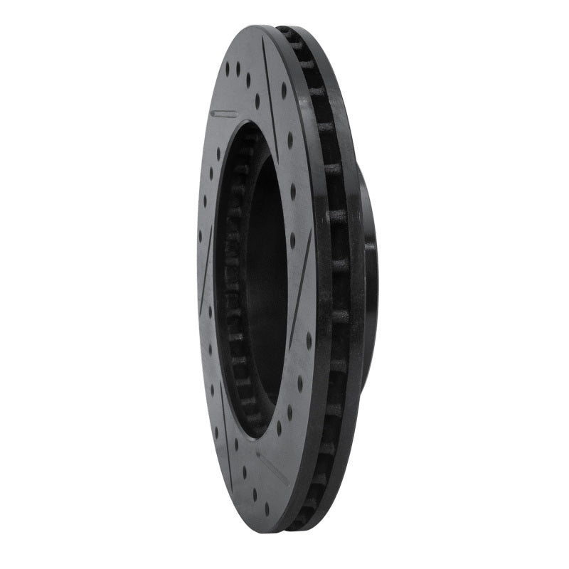 R1 Concepts R1 86-89 Toyota Celica Front Left Drilled & Slotted Black Brake Rotor