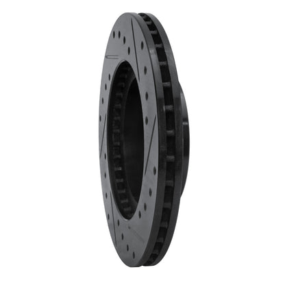 R1 Concepts R1 86-89 Toyota Celica Front Left Drilled & Slotted Black Brake Rotor