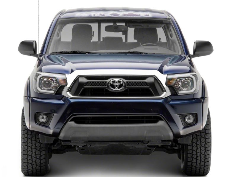 Raxiom 12-15 Toyota Tacoma Axial Series Projector Headlights w/ LED Bar- Black Housing (Clear Lens)