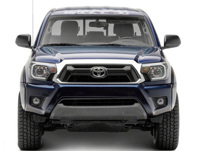 Raxiom 12-15 Toyota Tacoma Axial Series Projector Headlights w/ LED Bar- Black Housing (Clear Lens)