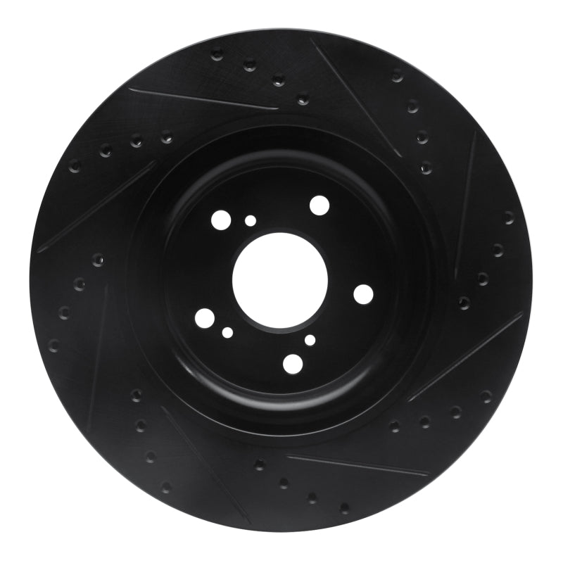 R1 Concepts R1 20-22 Honda CR-V Front Left Drilled & Slotted Black Brake Rotor