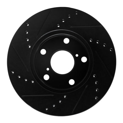 R1 Concepts R1 01-05 Toyota RAV4 Front Right Drilled & Slotted Black Brake Rotor