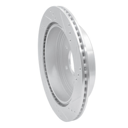 R1 Concepts R1 17-24 Nissan Titan Rear Left Drilled & Slotted Silver Brake Rotor