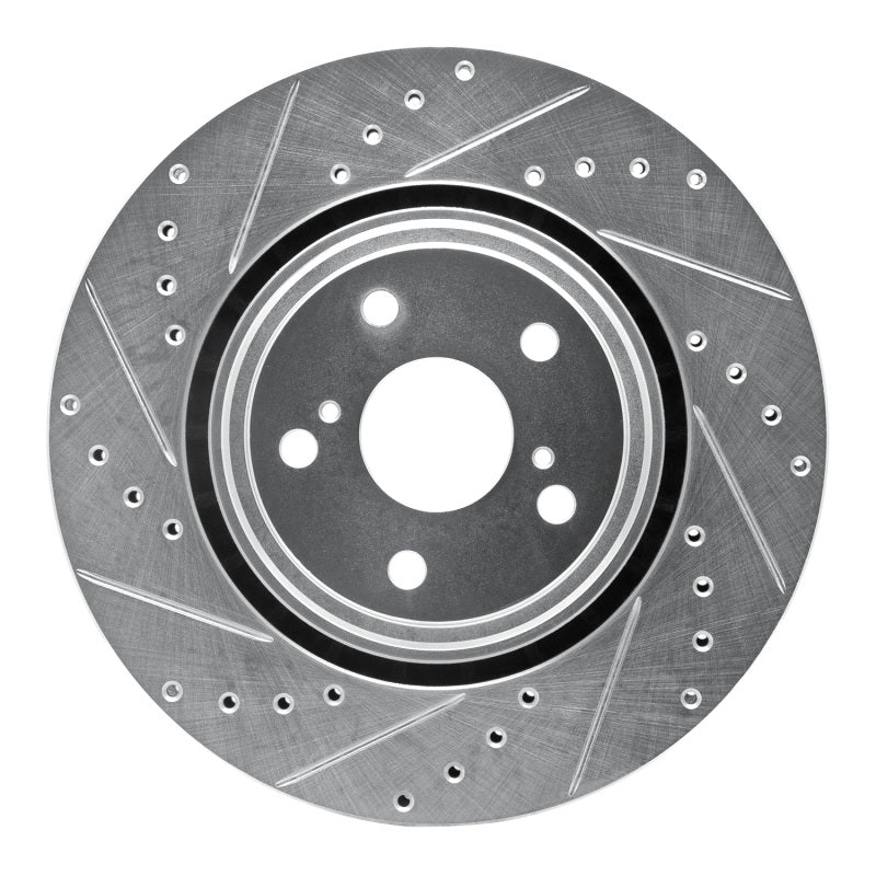 R1 Concepts R1 08-21 Lexus NX200T Front Left Drilled & Slotted Silver Brake Rotor