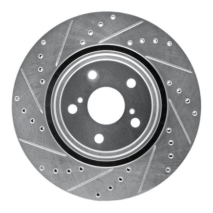 R1 Concepts R1 08-21 Lexus NX200T Front Left Drilled & Slotted Silver Brake Rotor