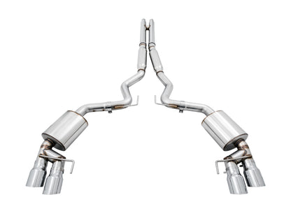 AWE Tuning 2018+ Ford Mustang GT (S550) Cat-Back Exhaust - Touring Edition (Quad Chrome Silver Tips)