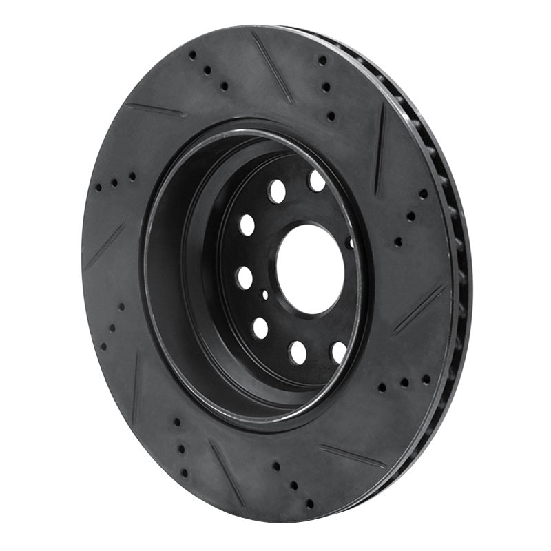 R1 Concepts R1 07-17 Lexus LS460 Left Rear Drilled & Slotted Black Brake Rotor